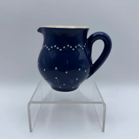 Burgel Keramik Other - Vtg German Burgel Keramik Colbalt Blue White Polka Dot Creamer Pitcher